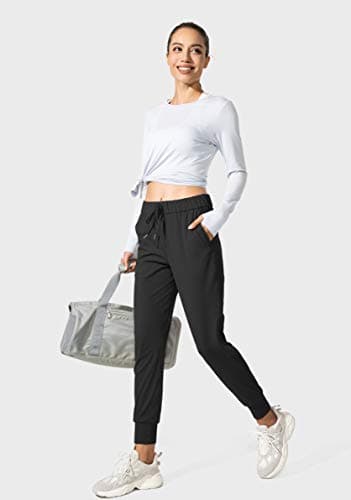 SANTINY Women's Joggers Pants Pockets Drawstring Running Sweatpants for Women Lounge Workout Jogging(Black_L) - Image 5
