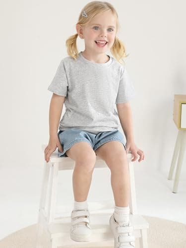 Poroka Baby and Toddler Girls Short Sleeve T-Shirts Cotton Crewneck Shirts Basic Solid Tees Summer Casual Tops, Multipack - Image 5