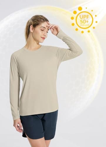 baleaf Women's Long Sleeve Shirts UPF 50+ Sun Protection SPF Quick Dry Lightweight T-Shirt Outdoor Hiking Runing Fishing Oatmeal Size XXL - Image 8