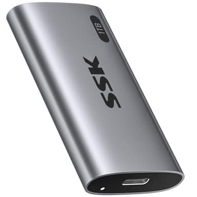 SSK 1TB SSD External Hard Drive, Portable SSD Up to 550MB/s Fast Solid State Drives, External Drive USB 3.2 Gen2 for iPhone 15/Pro, Windows, Mac, Android with LED Light, Trim, Smart Supported - Image 1