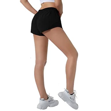 Aurefin Running Shorts for Women,Quick Dry Athletic Sports Shorts Lightweight Active Workout Gym Shorts with Zip Pocket Black/S - Image 5