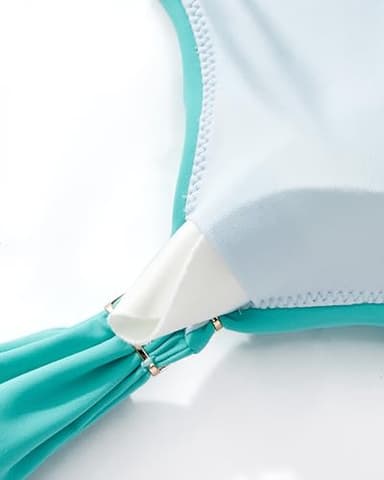 SUUKSESS Women Ruffle High Waisted Tankini Swimsuits Slimming Tummy Control Bathing Suits 2 Piece (Aqua Blue Floral, L) - Image 6