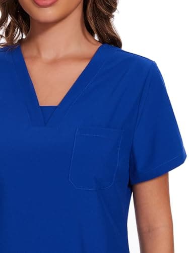 COZYFIT Scrubs for Women - V-Neck Top & Cargo Pants Scrubs Set with 10 Pockets - Royal Blue, 3XL, Tall - Image 4