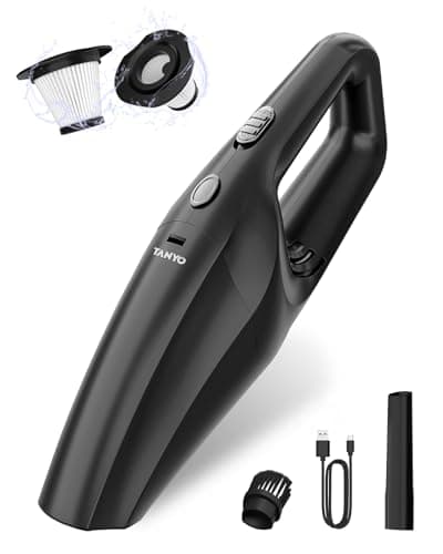 TANYO Handheld Car Vacuum Cordless, Portable Vacuum Cleaner with High Power Suction, Rechargeable Hand Held Vacuum, Mini Handheld for Car Home Office, Pet Hair, Black - Image 1