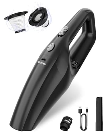 TANYO Handheld Car Vacuum Cordless, Portable Vacuum Cleaner with High Power Suction, Rechargeable Hand Held Vacuum, Mini Handheld for Car Home Office, Pet Hair, Black - Image 1