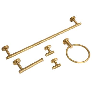 Ntipox Brushed Gold Bathroom Hardware Accessories Set 5 Piece, Stainless Steel Bath Towel Bar Set 24 Inch,Toilet Paper Holder,Towel Ring Holder,Towel Rack Set,Gold Bathroom Accessories Kit - Image 7