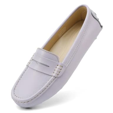 Artisure Women's Classic Comfort Lilac Leather Penny Loafers Casual Slip-Ons Lightweight Walking Flats Driving Mocs Boat Shoes 10 M US - Image 1