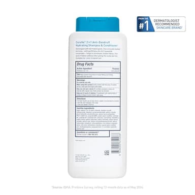 CeraVe 2 In 1 Hydrating Anti Dandruff Shampoo And Conditioner, 1% Pyrithione Zinc Dandruff Treatment, Color Safe & Sulfate Free Shampoo And Conditioner, Helps Eliminate Dandruff & Relieve Itchy Scalp - Image 12