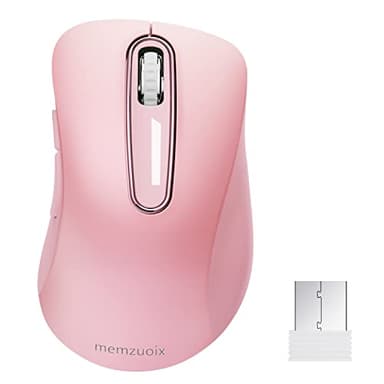 memzuoix 2.4G Wireless Mouse, 1400 DPI Mobile Optical Cordless Mouse with USB Receiver, Portable Computer Mice for Laptop, PC, Desktop, MacBook, 5 Buttons (Pink) - Image 1