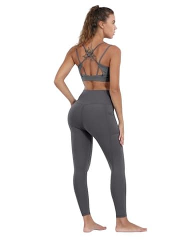 CHRLEISURE Leggings with Pockets for Women, High Waisted Tummy Control Workout Yoga Pants(5 Packs Black,Gray,Pink,Blue,Green, M) - Image 4