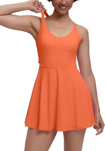 EUISVI Womens Tennis Workout Dress with Easy Bathroom Shorts Romper Cut Out Twisted Athletic Dresses for Women - Image 1