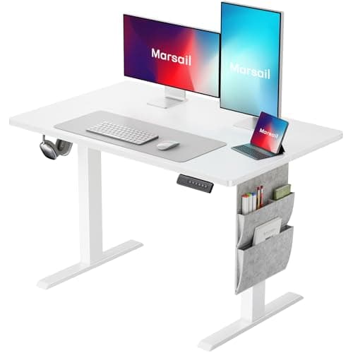Marsail 40x24 Electric Adjustable Height Standing Desk with Storage Bag, 4 Memory Height Settings,Sit Stand Up Desk for Home Office,Computer Gaming Workstation, Cable Manager, and Headphone Hook - Image 1