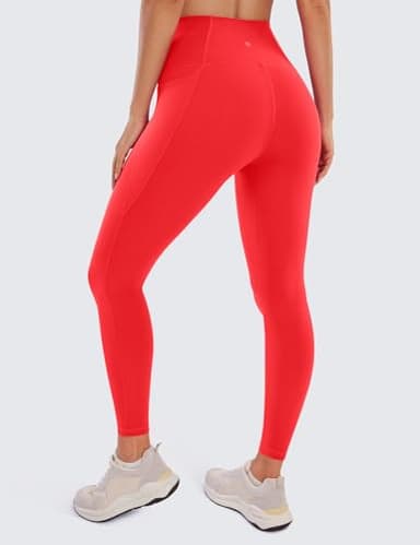 CRZ YOGA Womens Butterluxe Workout Leggings 25 Inches - High Waisted Gym Yoga Pants with Pockets Buttery Soft Deep Red Small - Image 2