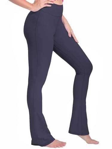 Sunzel High Waist Mini Flared Leggings for Women, Tummy Control Casual Flare Yoga Pants for Yoga Workout Gym 34" Ash Blue X-Small - Image 8