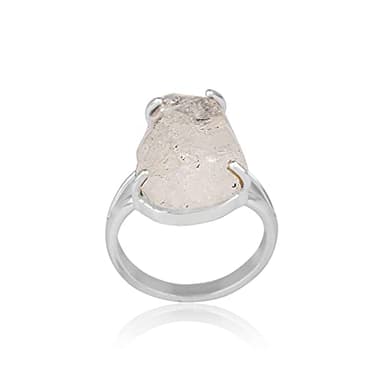 Raw Herkimer Diamond Ring with 925 Sterling Silver Four Prong Set Ring for Girl Women (6) - Image 1