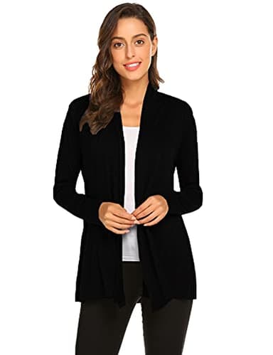 Newchoice Women's Dressy Casual Lightweight Cardigans Long Sleeve Flowy Soft Drape Open Front Cardigan Sweaters (Black, XL) - Image 1