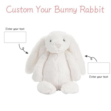 Dyoart Personalized Easter Bunny Rabbit, Custom Name Monogrammed Embroidered Bunny, Fluffy Rabbit with Long Ears,Plush Bunny Toy, Gift for Baby Kids(11.8inches) - Image 8