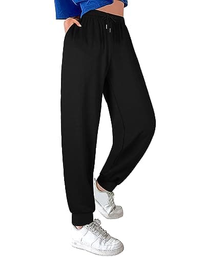ASIMOON Womens Yoga Pants Pockets Loose Lightweight Stretch Lounge Sweatpants Comfy Drawstring Workout Jogging Pants Black - Image 1