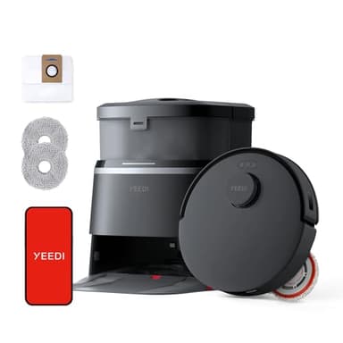 Yeedi M12 PRO+ Robot Vacuum and Mop, 11000Pa Strong Suction, ZeroTangle Technology, TruEdge Deep Mopping, Auto Mop Washing/Drying, Auto-Lift Mopping, Mini Omni Station, Black - Image 1