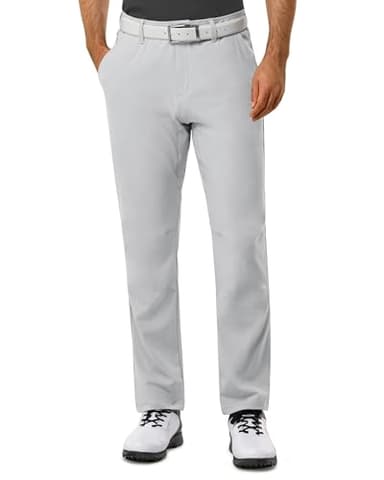 33,000ft Men's Golf Pants Slim Fit with 5 Pockets Stretch Quick Dry Lightweight UPF 50+ Work Dress Pants Sliver Grey - Image 1