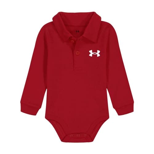 Under Armour UA LS POLO BODYSUIT, Red - Long Sleeve, 6-9 Months - Image 1