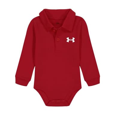 Under Armour UA LS POLO BODYSUIT, Red - Long Sleeve, 6-9 Months - Image 1