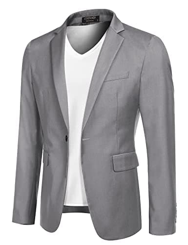 COOFANDY Mens Fitted Blazer Casual Sports Jacket Lightweight Suit Jacket Suit Coat (Light Grey XL) - Image 1