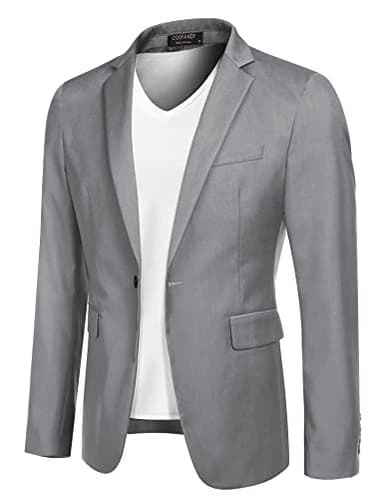 COOFANDY Mens Fitted Blazer Casual Sports Jacket Lightweight Suit Jacket Suit Coat (Light Grey XL) - Image 1