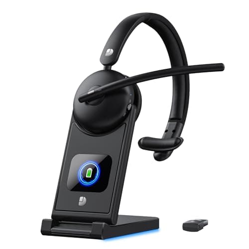 Wireless Headset with Mic for Work, Wireless Headset with Microphone (Noise Cancelling), Smart Mult-Func Dock, 65H Worktime&Fast Charge Bluetooth Headphones for Work/PC/Computer/Call Center/Teams/Zoom - Image 1