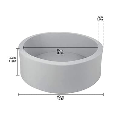 TRENDBOX Foam Ball Pit, 36" x 12" Indoor Outdoor Soft Round Ball Pool Playpen Ideal Gift Toy for Babies Kids and Toddler Children (No Balls) - Light Gray - Image 3