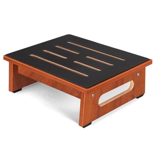 One Step Stool for Adults Seniors with Non-Slip Rubber Stepping Surface, Heavy Duty Wooden Step Stool with 450 LBS Capacity Bed Steps for High Beds, Bathroom, Bedroom, Kitchen & Kids Bedside Support - Image 1