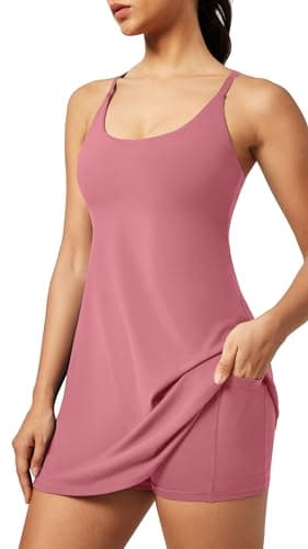 IUGA Tennis Dress for Women Athletic Golf Workout Dress with Built-in Shorts and Bra, Adjustable Straps & Pockets - Image 1