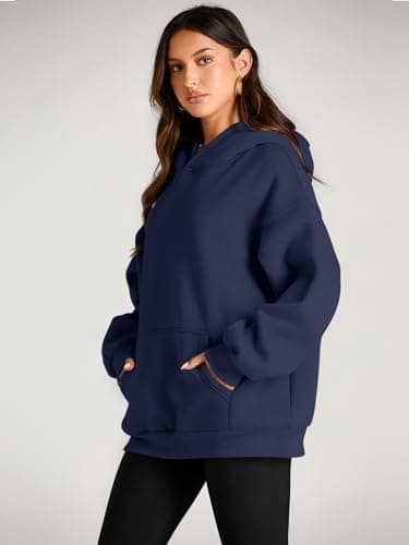 Trendy Queen Womens Oversized Hoodies Fleece Sweatshirts Long Sleeve Sweaters Pullover Fall Outfits Winter Clothes Navy M - Image 3