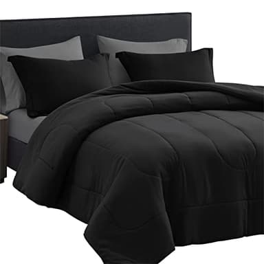 Maple&Stone Full Size Comforter Set 7 Pieces Bed in a Bag - Down Alternative Bed Set with Sheets, Pillowcases & Shams, Soft Reversible Duvet Insert,Black - Image 7