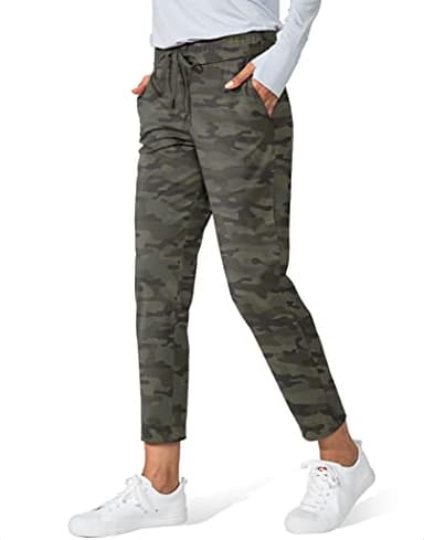 G Gradual Women's Pants with Deep Pockets 7/8 Stretch Sweatpants for Women Athletic, Golf, Lounge, Work (Green Camo, X-Large) - Image 1