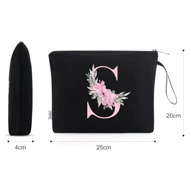 Vavabox A-Z Personalized Makeup Bag, Birthday Gifts for Women Mom, Gifts for Best Friend, Bride Bridesmaid Cosmetic bag (S, Black) - Image 3