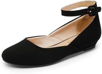 DREAM PAIRS Women's Dress Flats Ballet Low Wedge Round Toe Ankle Strap Comfortable Casual Flats Shoes - Image 3