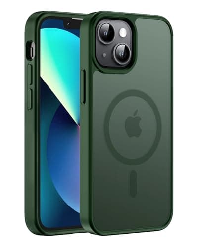 Hualele Magnetic for iPhone 13 Mini Case & iPhone 12 Mini Case,Compatible with MagSafe, Military Grade Dropproof Translucent Matte Hard Back Soft Edge Slim Phone Case iPhone 13/12 Mini,Dark Green - Image 1