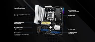 ASRock AMD B850M Pro RS WiFi 6E Socket AM5 Ryzen 9000, 8000 and 7000 Series DDR5 B850 up to 8000+ (OC) MHz 256GB Micro ATX Motherboard M.2 SATA3 6.0 Gb/s PCIe 5.0 Realtek 2.5G LAN BIOS Flashback - Image 5