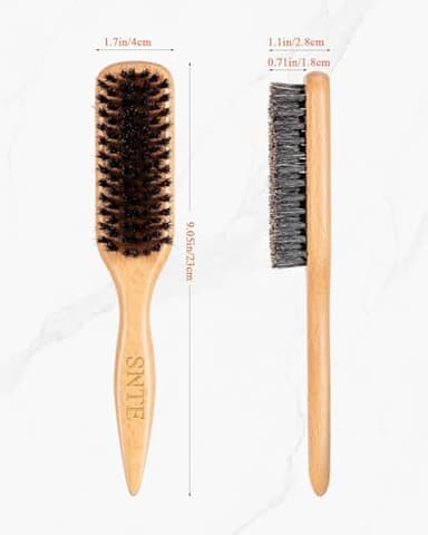 Slick Back Hair Brush for Smoothing Edge Frizz, Tame Flyaways, Sleek Ponytails, Buns - Boar Bristle Hair Brush for Fine/Medium Women & Men Hair, Styling Accessories for Girls & Kids - Image 9