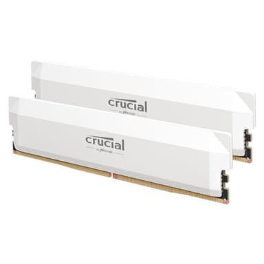 Crucial Pro 32GB DDR5 RAM Kit (2x16GB), CL36 6000MHz, Overclocking Desktop Gaming Memory, Intel XMP 3.0 & AMD Expo Compatible, White - CP2K16G60C36U5W - Image 1