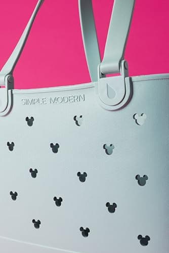 Simple Modern Disney Large Beach Bag | Waterproof Getaway Rubber Tote with Zipper Pocket for Travel, Pool, Boat, Groceries, Sports | Mickey Mouse on Sea Glass Sage - Image 4