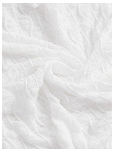 Milumia Women's Tie Front V Neck Short Sleeve T Shirt Lettuce Trim Textured Crop Tops White Medium - Image 4