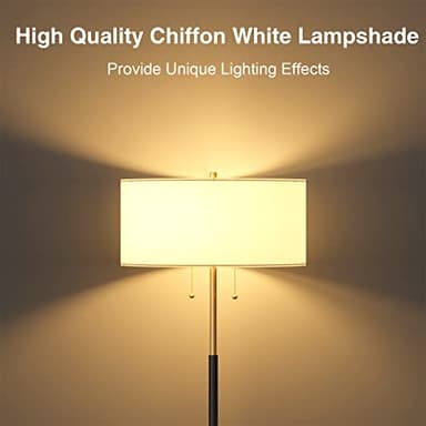 Karjoefar 2-Light Floor Lamp, Mid Century Floor Lamp with White Fabric Shade, Standing Lamp Tall Lamp for Living Room Bedroom, 3 Color Temperatures 9W Bulb Include - Image 5