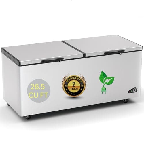 26.5 Cu Ft Chest Freezer - Large Commercial Deep Freezer with 3 Removable Basket and Adjustable Thermostat - 2 Door Energy Saving Quiet for Restaurants, Supermarkets, and Garages - Image 1