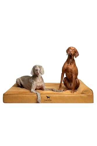 NOAH & PAW Giant Dog Bed XXL 55x45x9.5 Inch, Orthopedic Dog Beds, Eggshell Memory Foam Infused with Cooling Gel, Waterproof, Machine Washable, Includes Inner Cover (Faux Leather) - Image 1