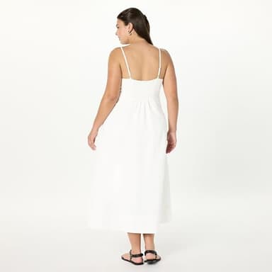 The Drop Women’s Daphne Square Neck Linen Maxi Dress, White, S - Image 6
