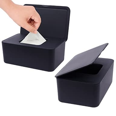 Seposeve 2 Pack Wipes Dispenser, Wipe Holder for Baby & Adult, Refillable Wipe Container, Keeps Wipes Fresh, Far from Dirty Wipes, Easy to Open/Close Wipes Pouch Case. (2 Black) - Image 1