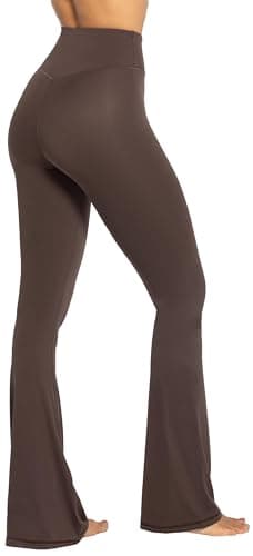 Sunzel Flare Leggings, Crossover Yoga Pants with Tummy Control, High-Waisted and Wide Leg, 34" Inseam, Seal Brown X-Large - Image 3