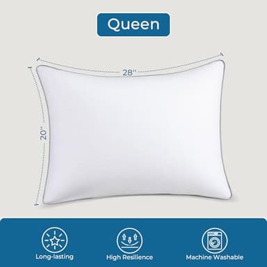 Sasttie Pillows Queen Size Set of 2, Bed Pillows for Side, Back, and Stomach Sleepers - Oeko-Tex Certified Down Alternative Plump Filling - Hotel Quality and Machine Washable, 2 Pack - Image 7